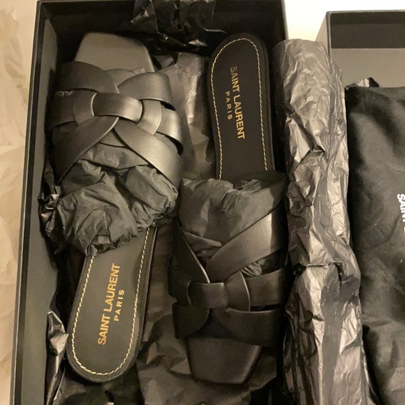 Saint Laurent Tribute leather slides size 8 black - Picture 3 of 5